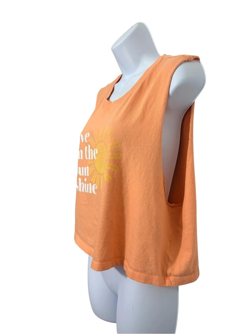 Spiritual Gangster Live in the Sunshine Graphic Muscle Tank Top Peach Orange XL